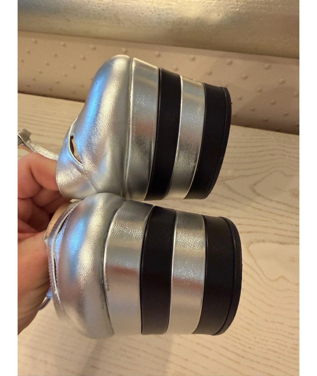 GUCCI Серебряные кожаные туфли, фото 4