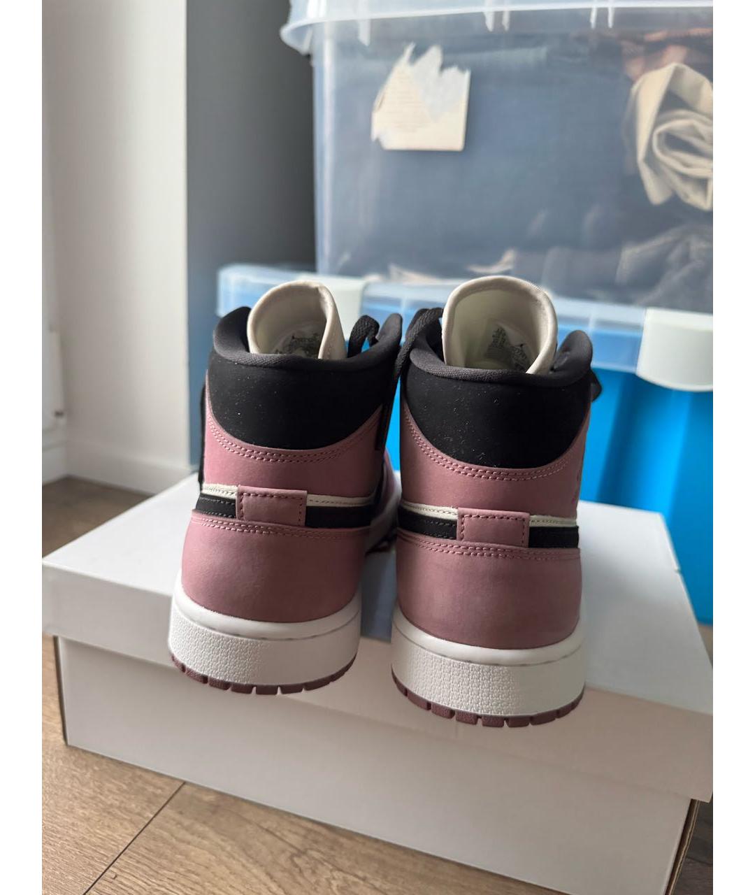 NIKE Розовые кожаные высокие кроссовки / кеды, фото 2