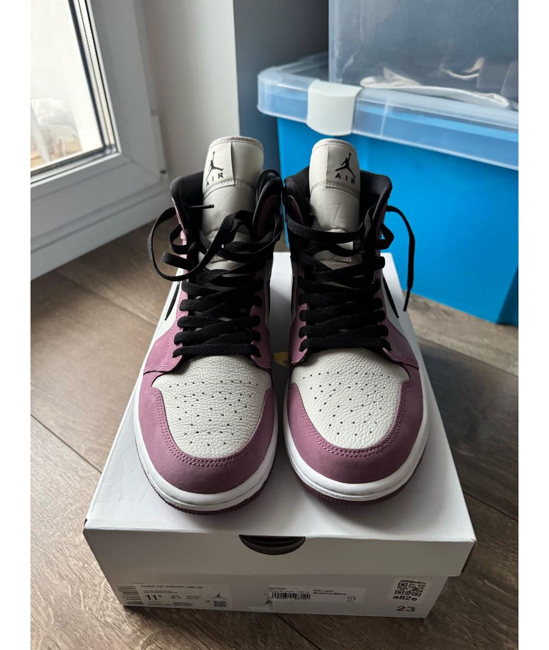 NIKE Розовые кожаные высокие кроссовки / кеды, фото 4