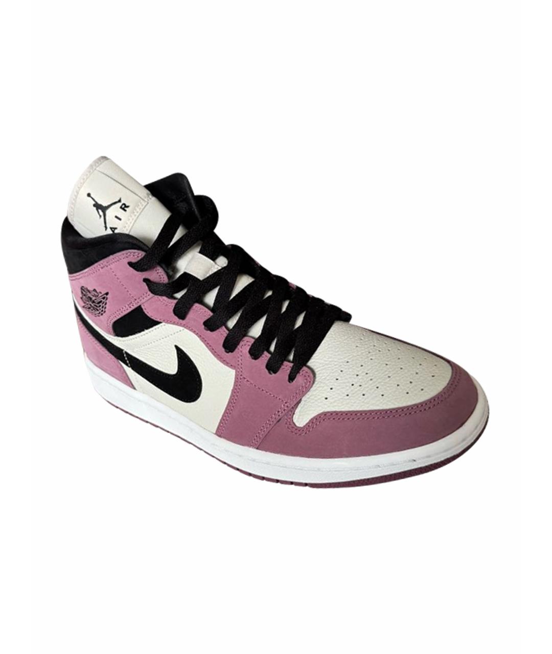 NIKE Розовые кожаные высокие кроссовки / кеды, фото 1