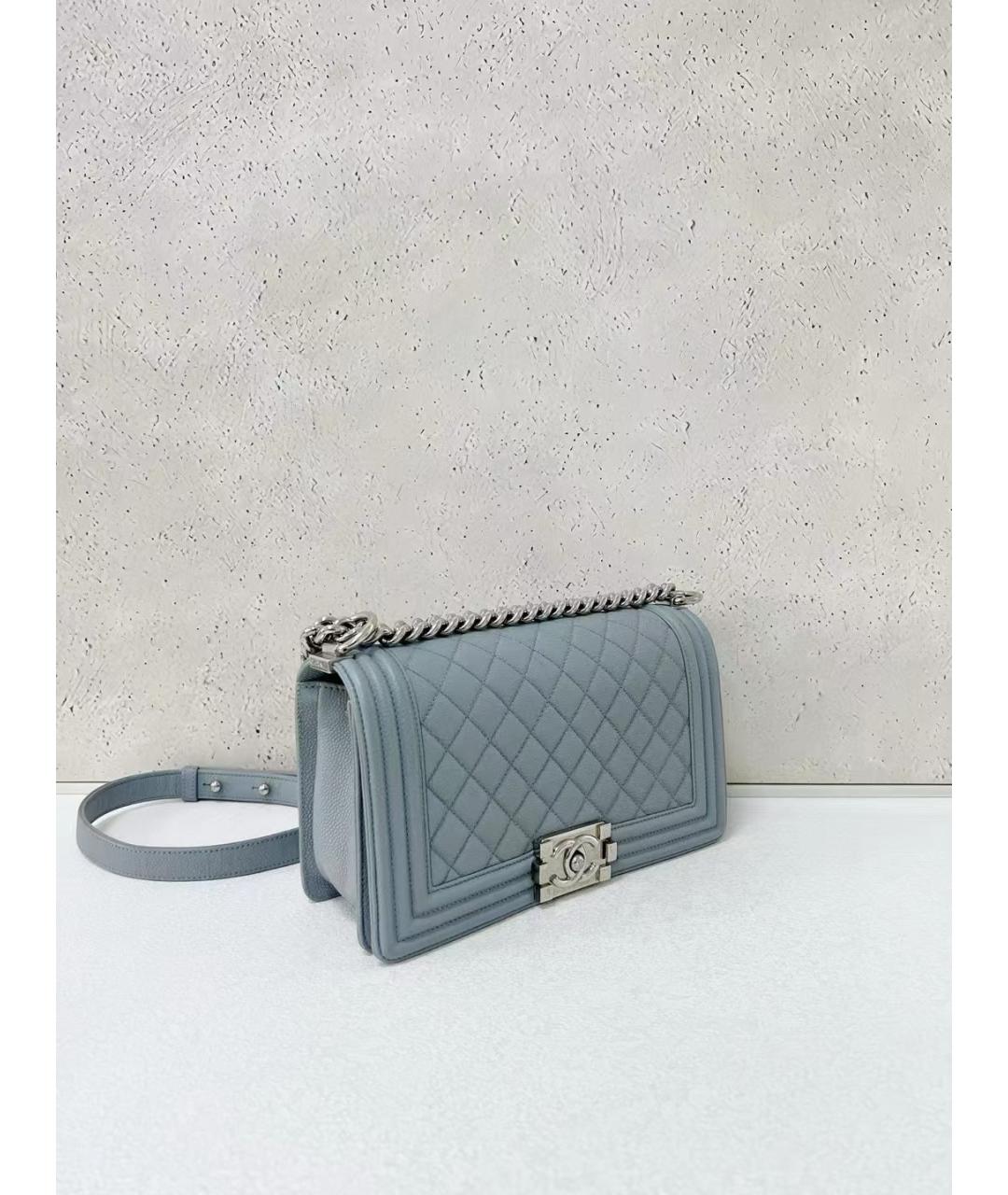 CHANEL Голубая кожаная сумка через плечо, фото 3