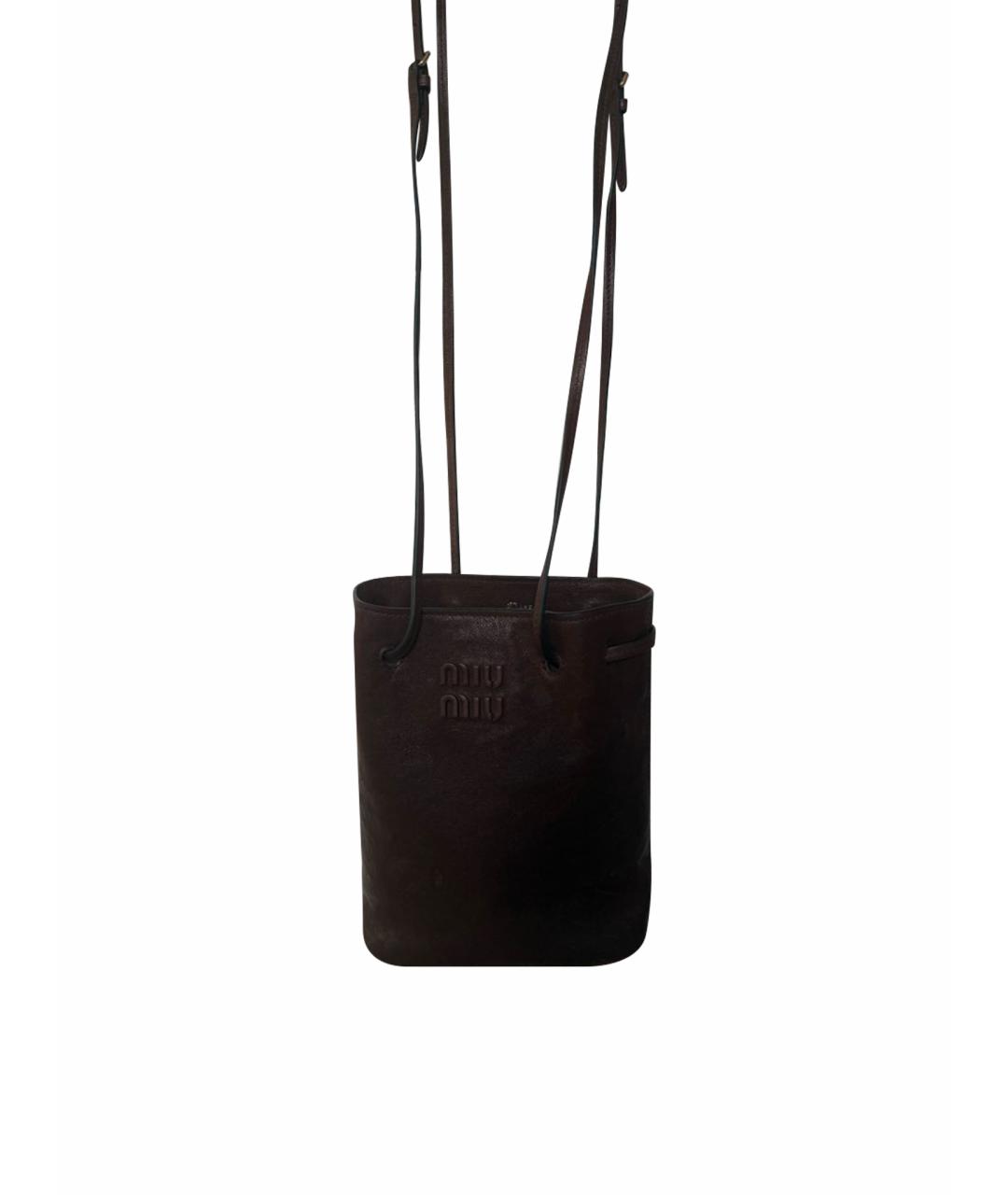 MIU MIU Коричневая кожаная сумка через плечо, фото 1