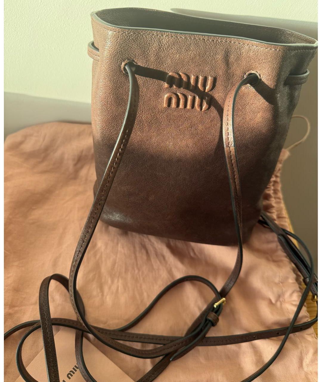 MIU MIU Коричневая кожаная сумка через плечо, фото 3