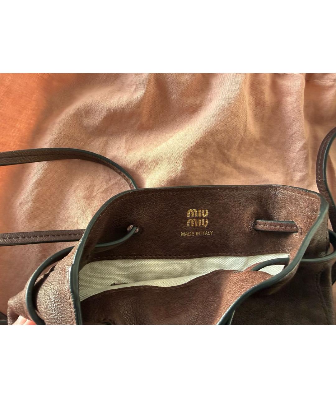 MIU MIU Коричневая кожаная сумка через плечо, фото 4