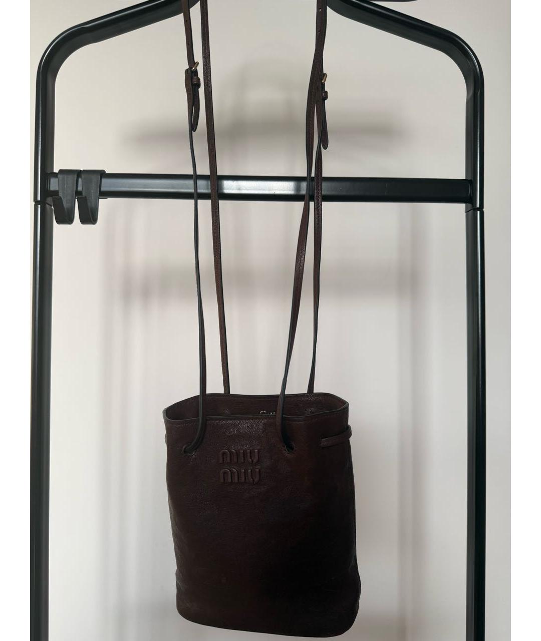MIU MIU Коричневая кожаная сумка через плечо, фото 5