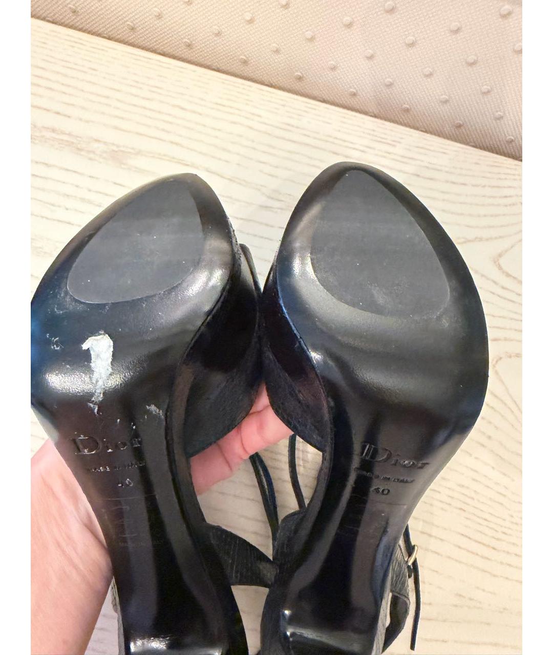 CHRISTIAN DIOR Черные кожаные босоножки, фото 8