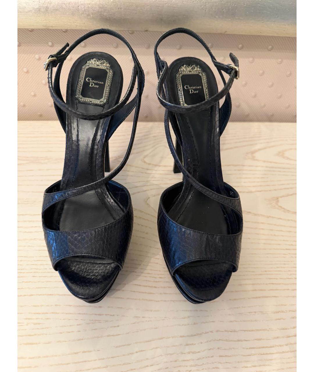 CHRISTIAN DIOR Черные кожаные босоножки, фото 5