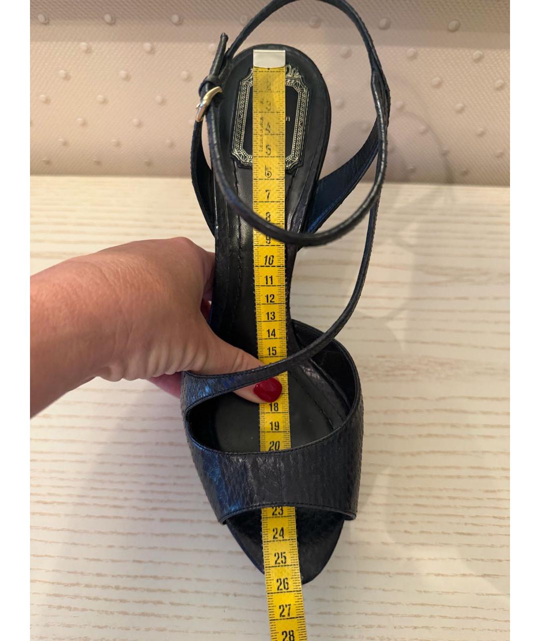 CHRISTIAN DIOR Черные кожаные босоножки, фото 6