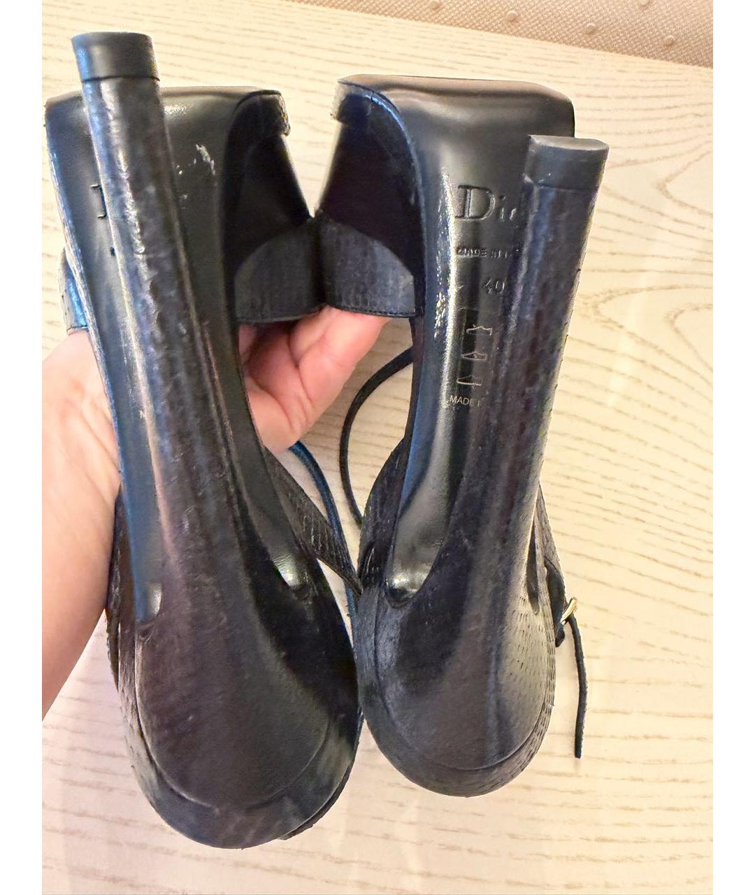 CHRISTIAN DIOR Черные кожаные босоножки, фото 3