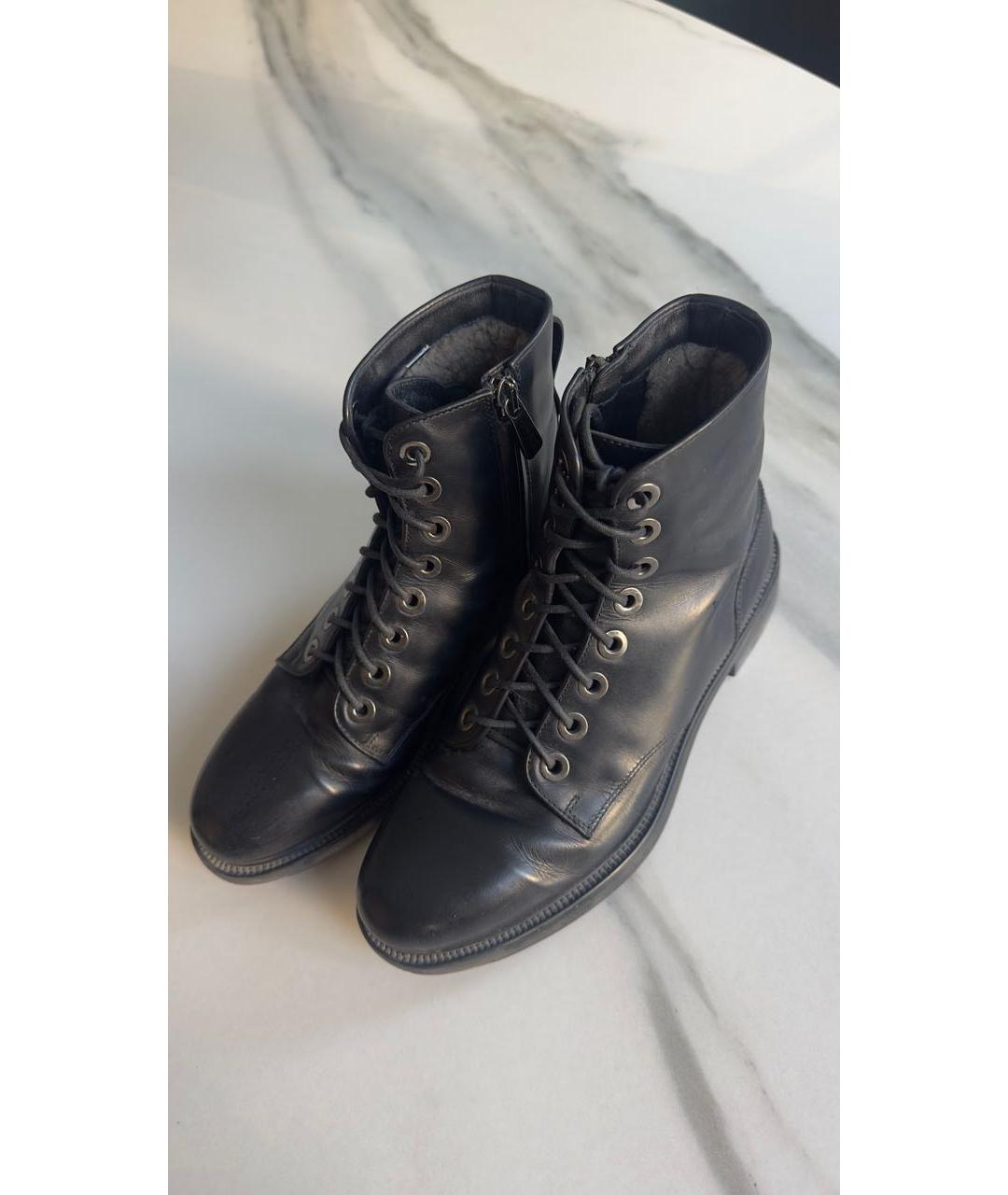 SANTONI Черные кожаные ботинки, фото 6