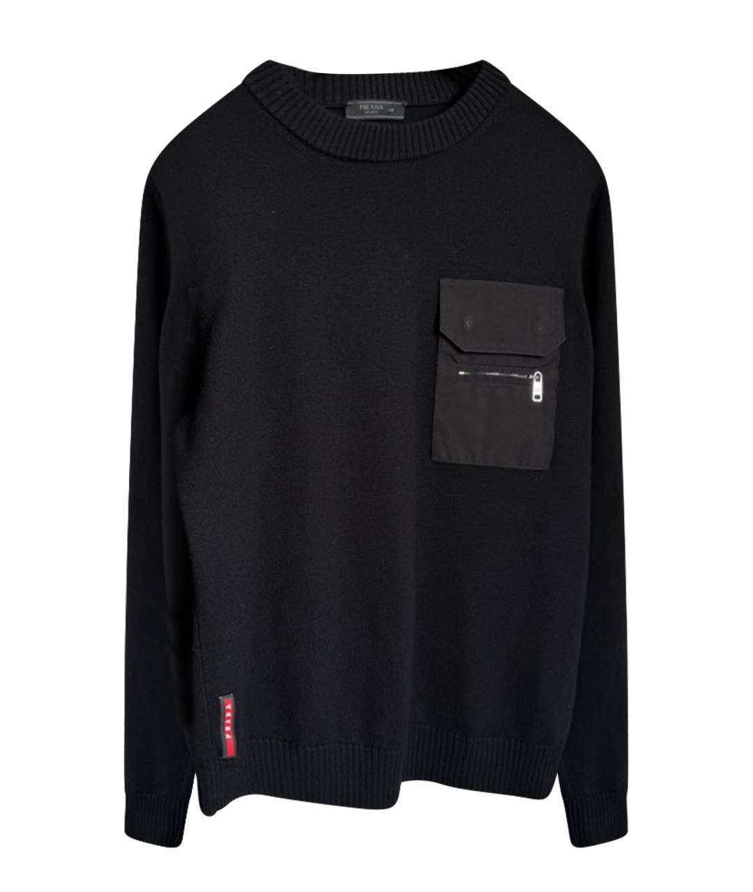 PRADA Черный шерстяной джемпер / свитер, фото 1
