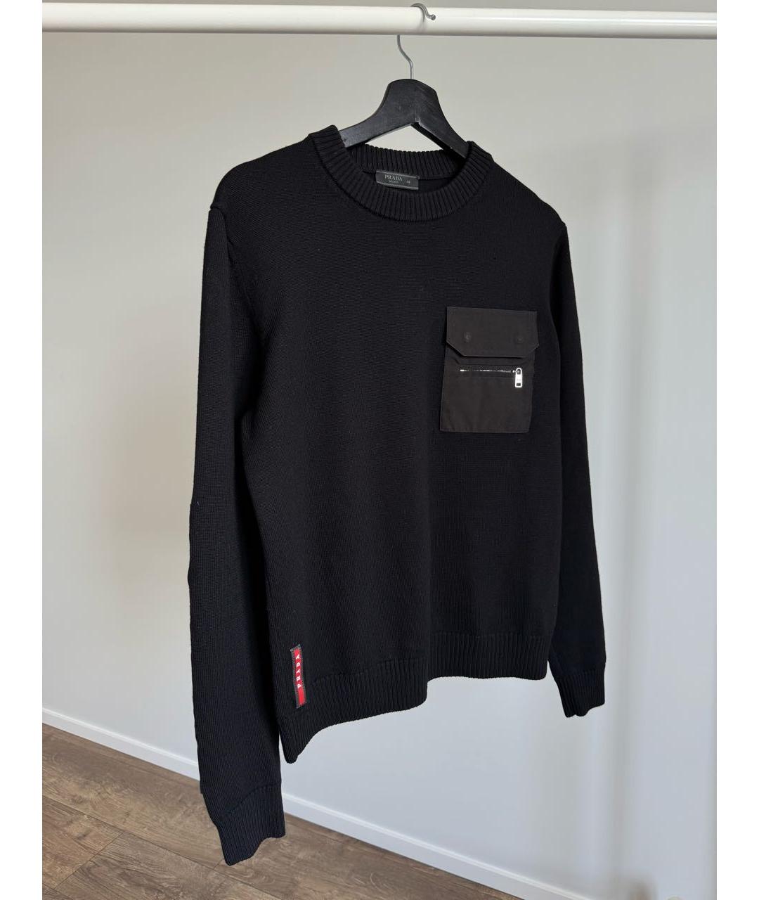 PRADA Черный шерстяной джемпер / свитер, фото 5