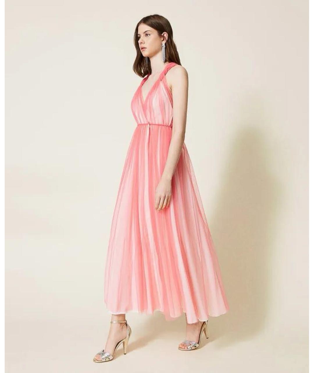 TWIN-SET Розовое полиэстеровое вечернее платье, фото 6