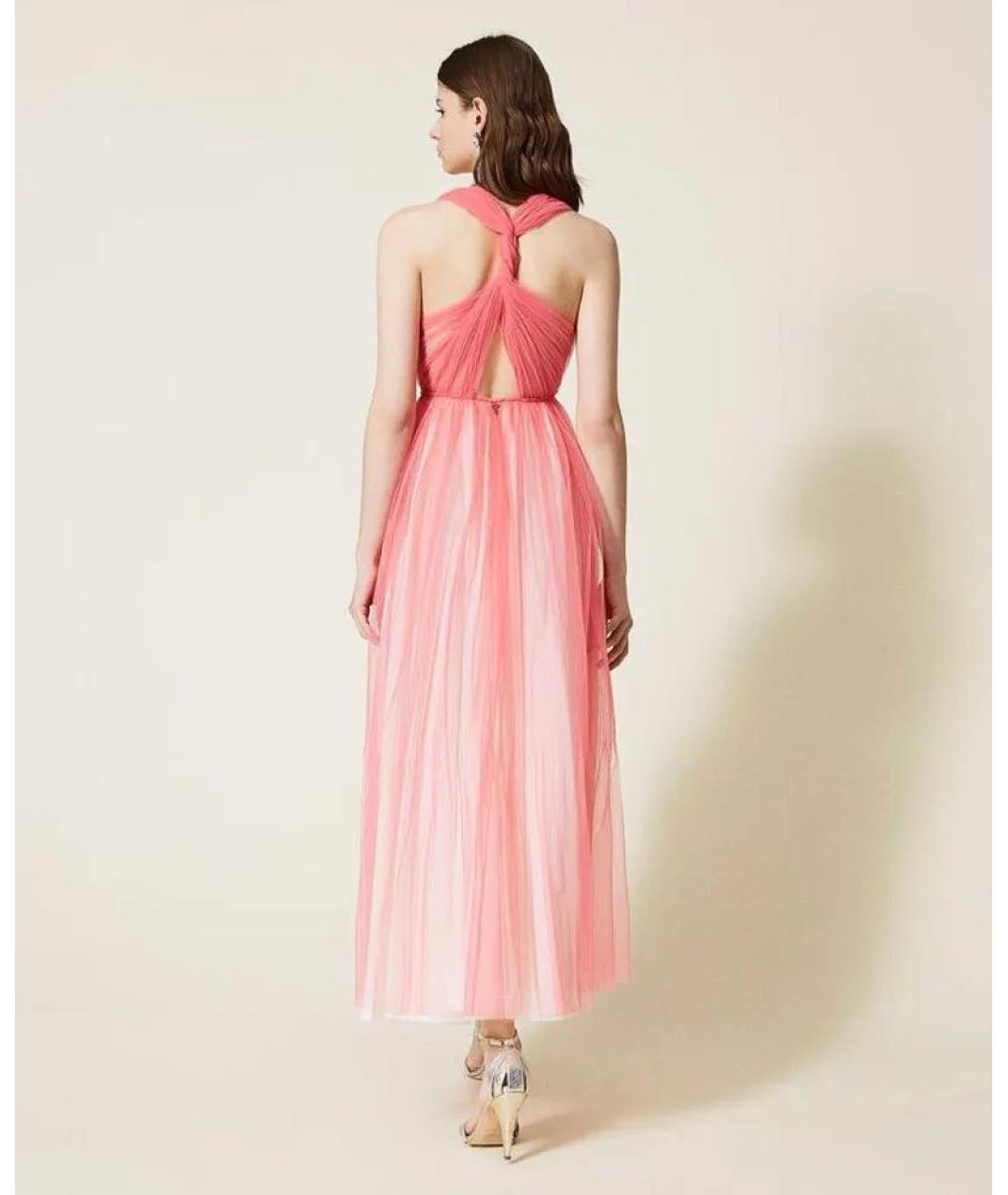 TWIN-SET Розовое полиэстеровое вечернее платье, фото 8