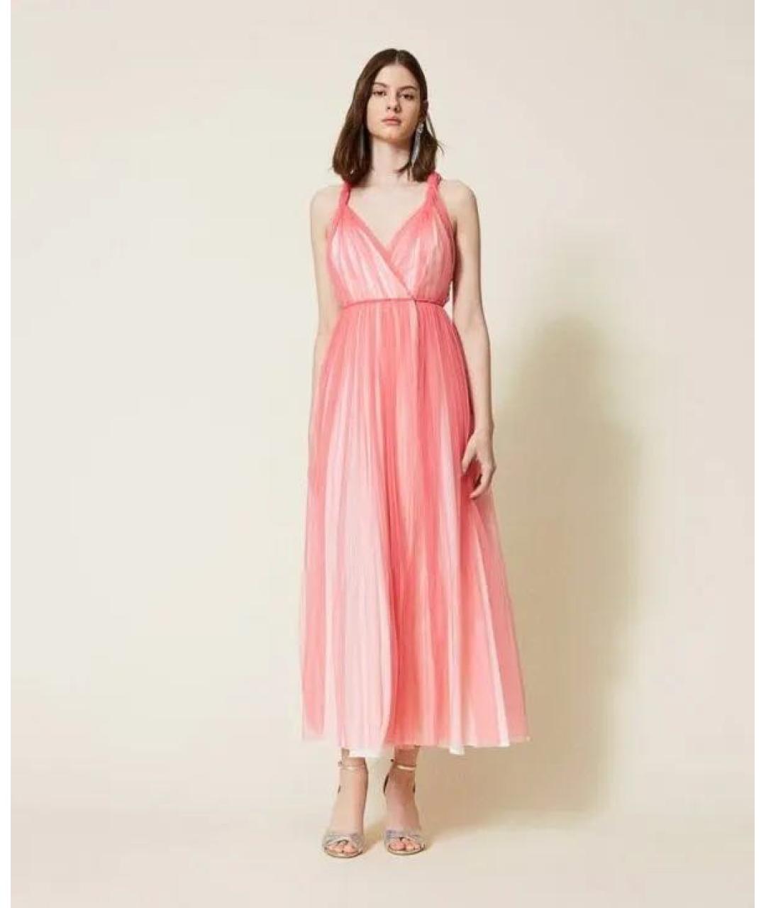 TWIN-SET Розовое полиэстеровое вечернее платье, фото 8
