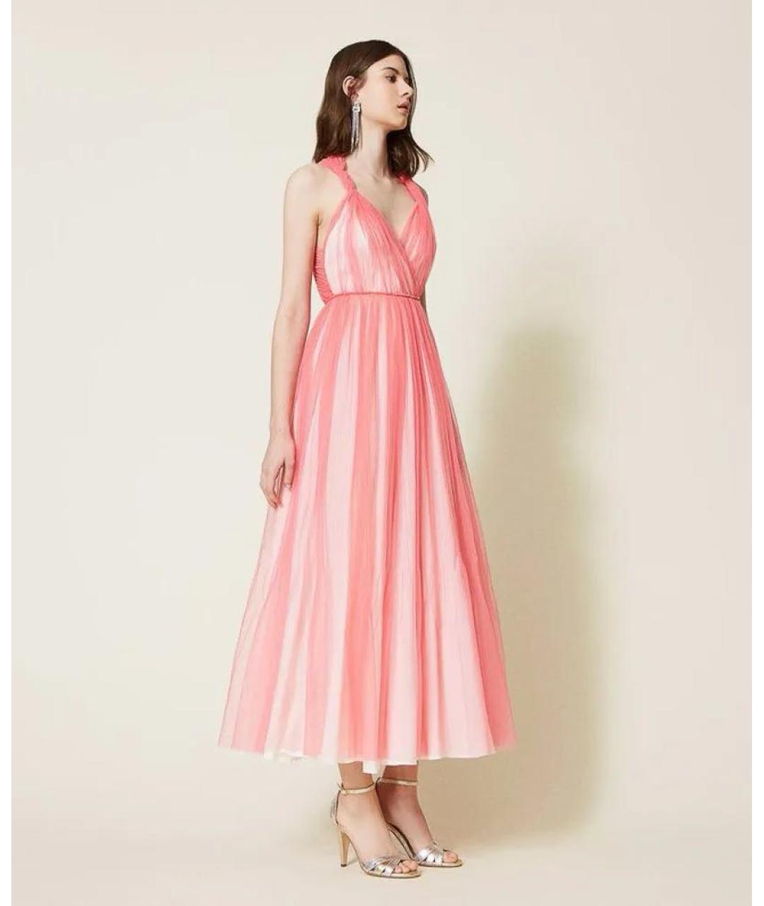 TWIN-SET Розовое полиэстеровое вечернее платье, фото 7