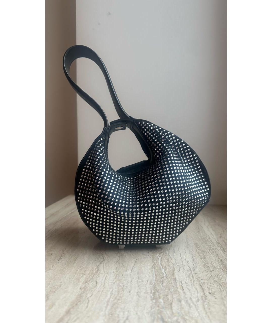 PATRIZIA PEPE Черная кожаная сумка с короткими ручками, фото 8