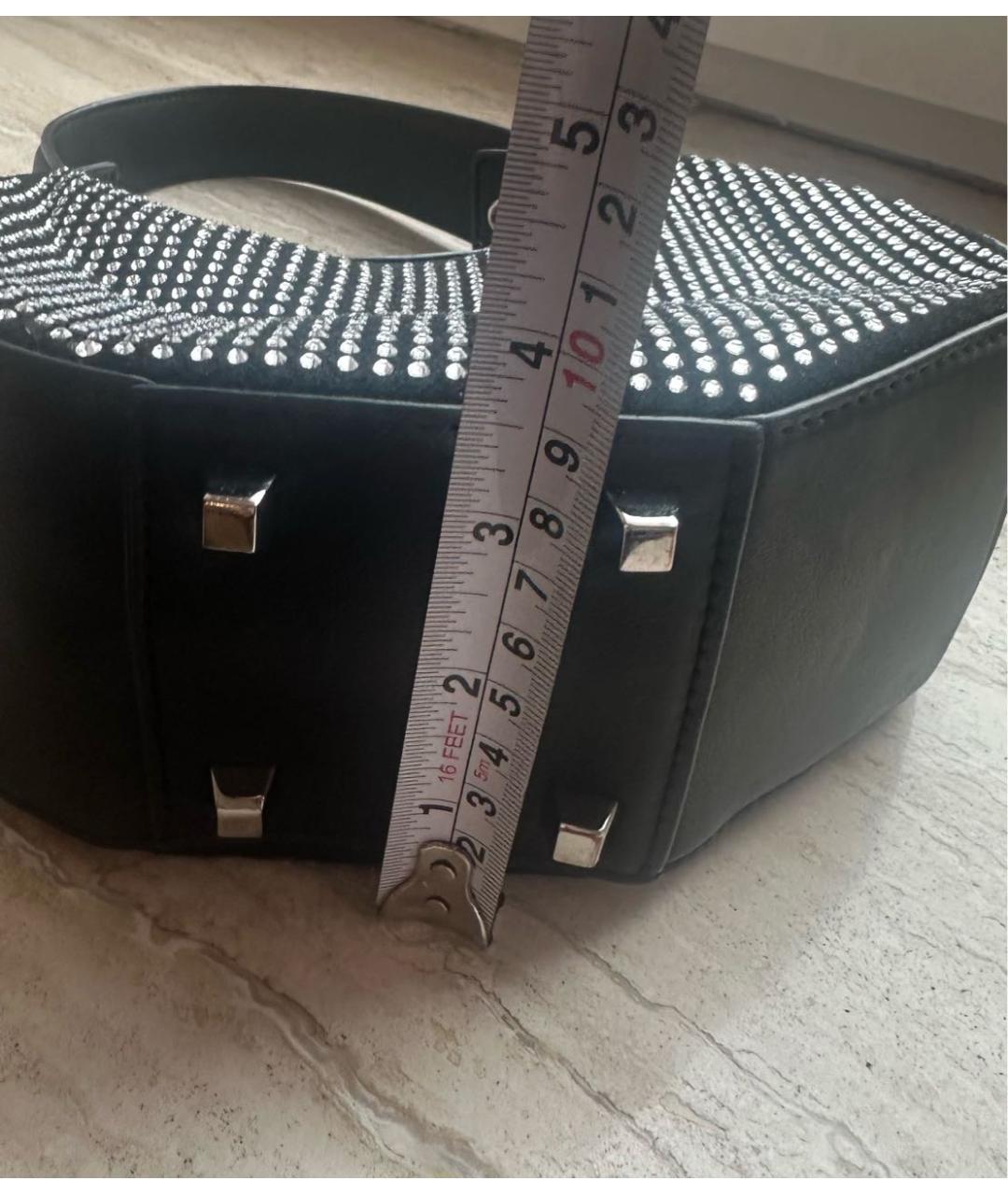 PATRIZIA PEPE Черная кожаная сумка с короткими ручками, фото 5