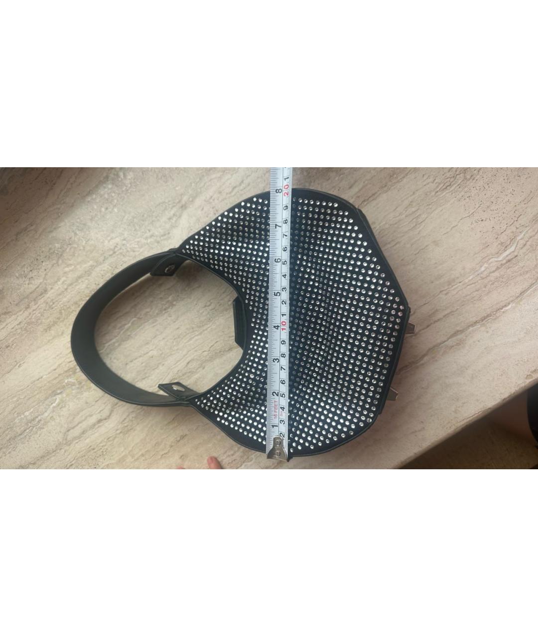 PATRIZIA PEPE Черная кожаная сумка с короткими ручками, фото 6