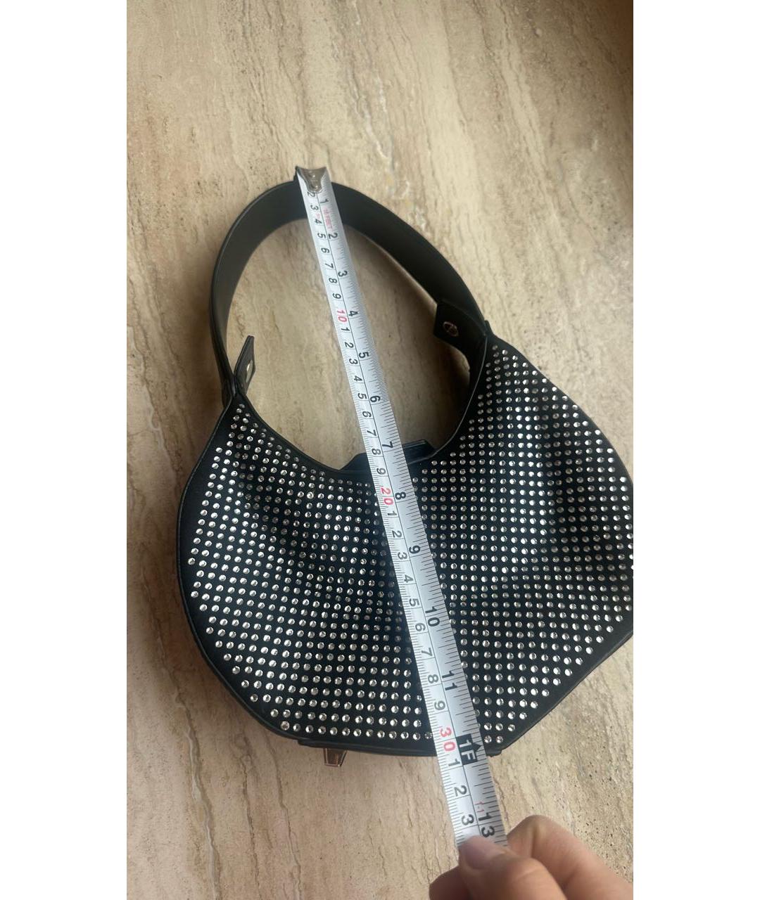 PATRIZIA PEPE Черная кожаная сумка с короткими ручками, фото 7