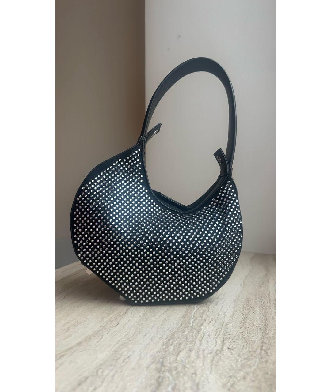 PATRIZIA PEPE Черная кожаная сумка с короткими ручками, фото 3