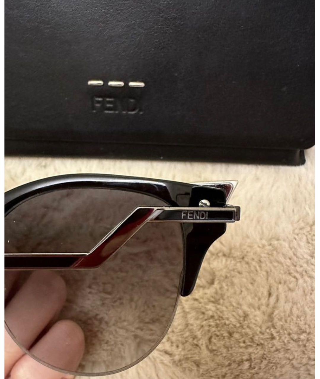 FENDI Черные металлические солнцезащитные очки, фото 7