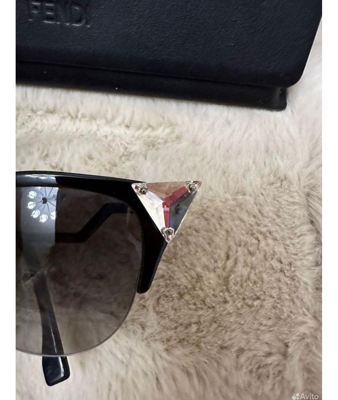 FENDI Черные металлические солнцезащитные очки, фото 3