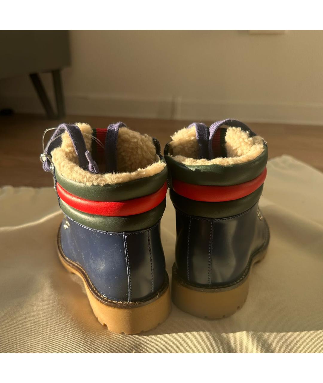 GUCCI KIDS Темно-синие кожаные ботинки, фото 4