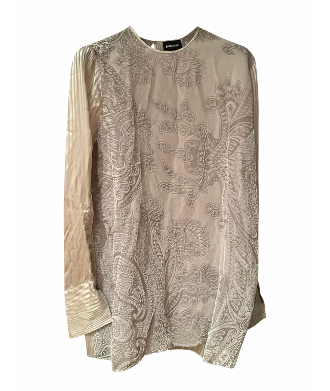 JUST CAVALLI Бежевая шелковая блузы, фото 1