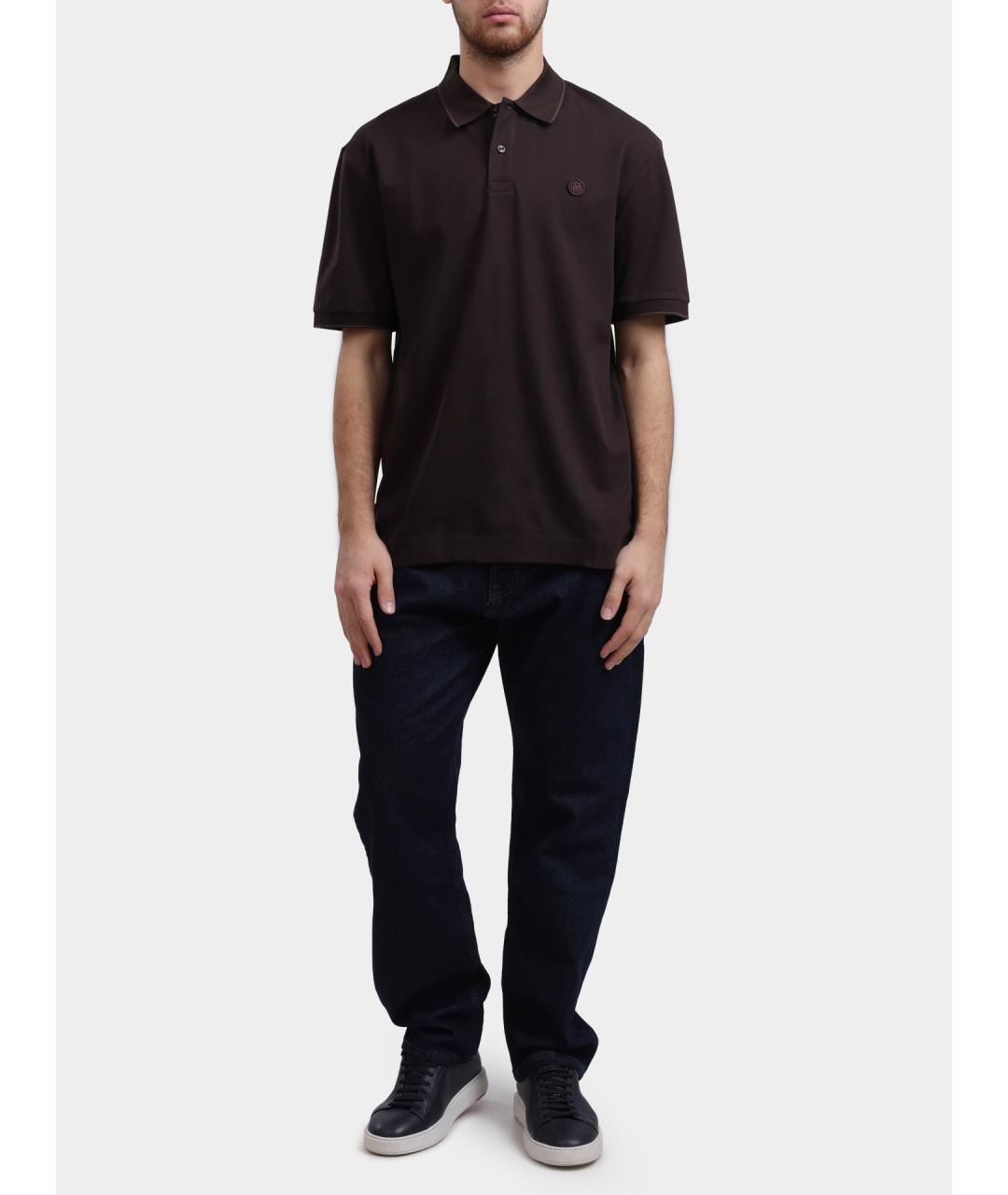 HUGO BOSS Коричневая хлопковая футболка, фото 2