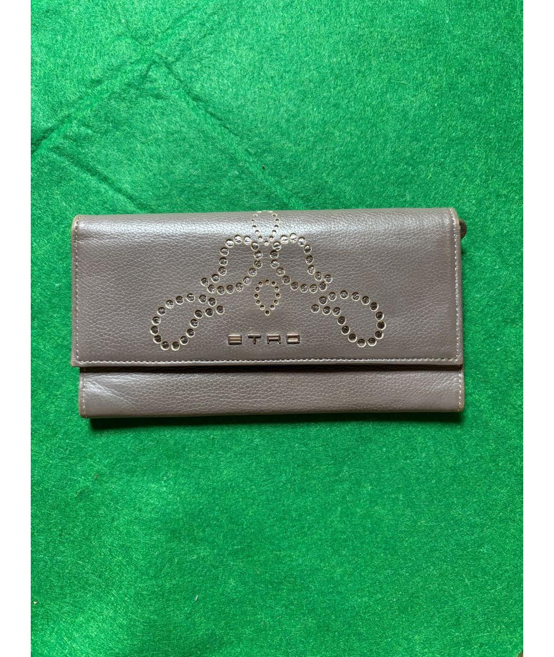 ETRO Серый кожаный кошелек, фото 8