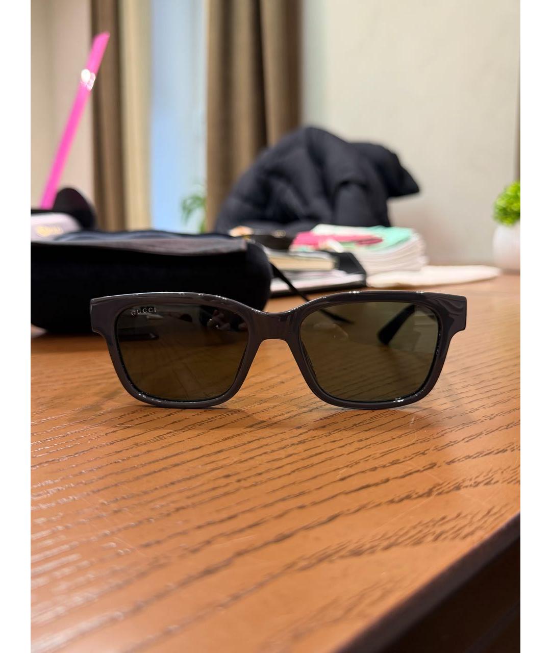 GUCCI Антрацитовые пластиковые солнцезащитные очки, фото 5