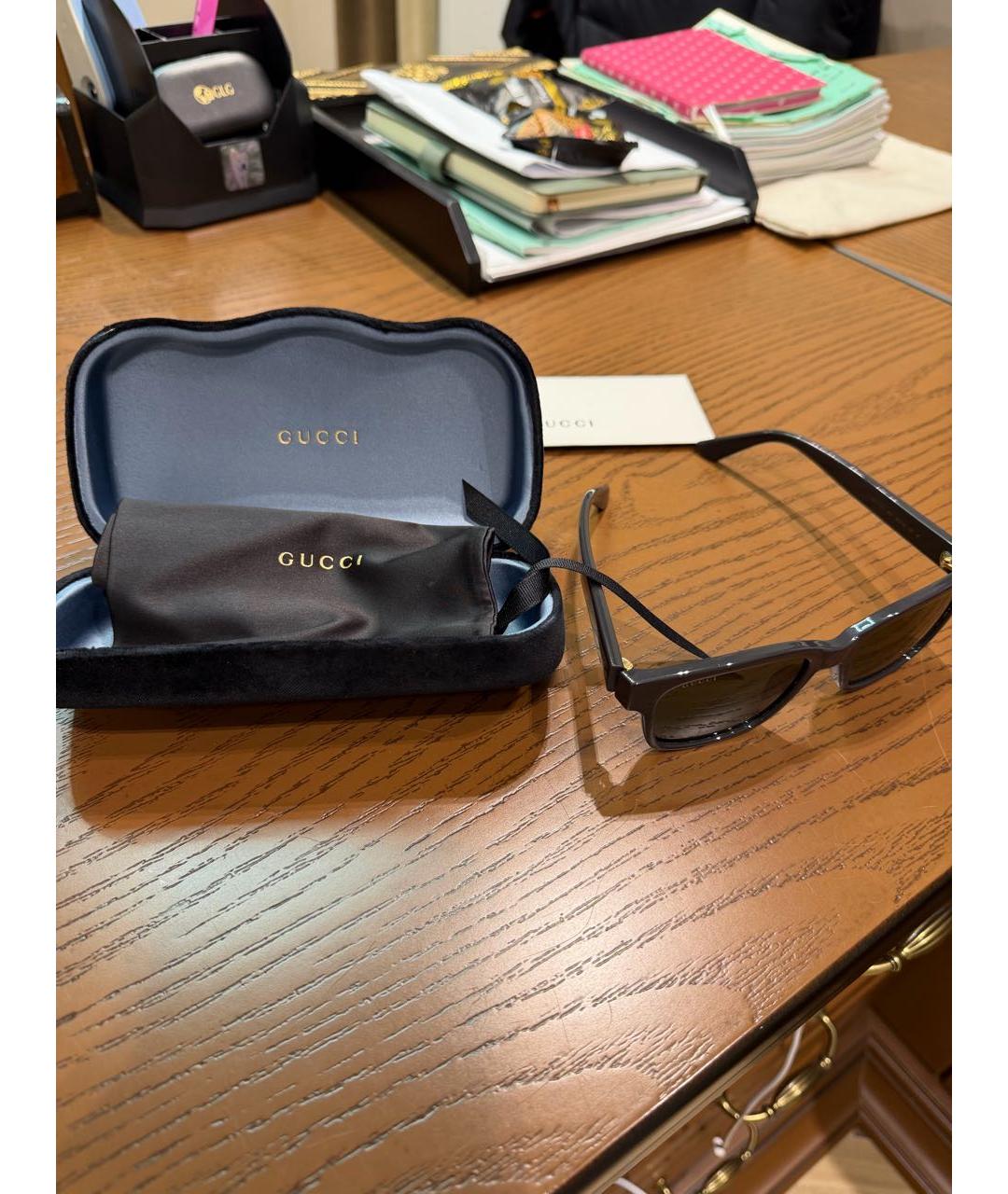 GUCCI Антрацитовые пластиковые солнцезащитные очки, фото 4