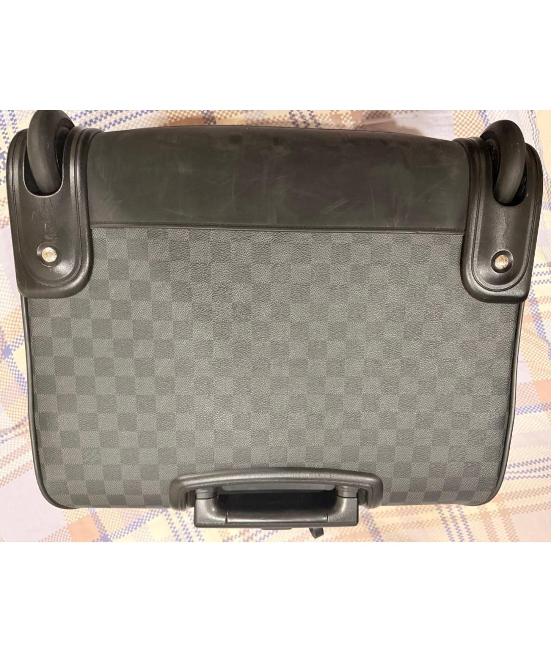 LOUIS VUITTON Черный кожаный чемодан, фото 6