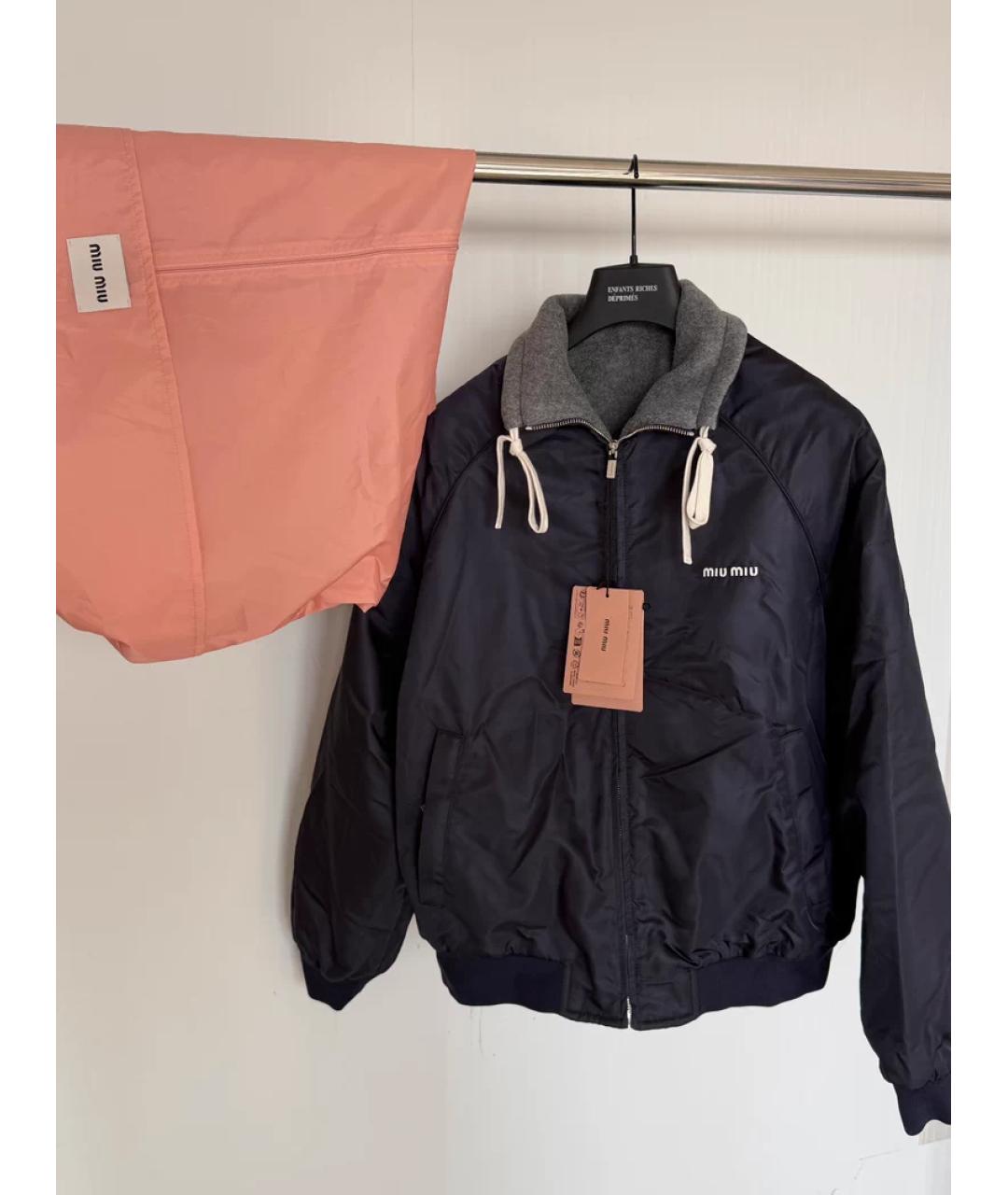 MIU MIU Темно-синяя синтетическая куртка, фото 7