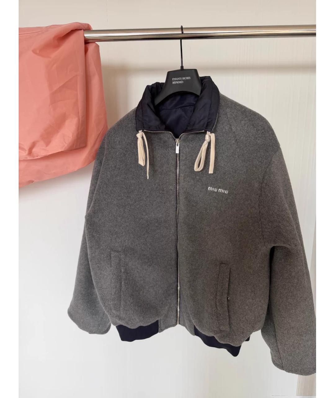 MIU MIU Темно-синяя синтетическая куртка, фото 3