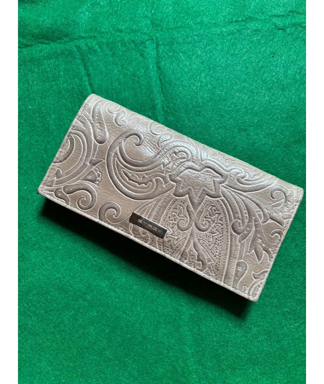 ETRO Бежевый кожаный кошелек, фото 2