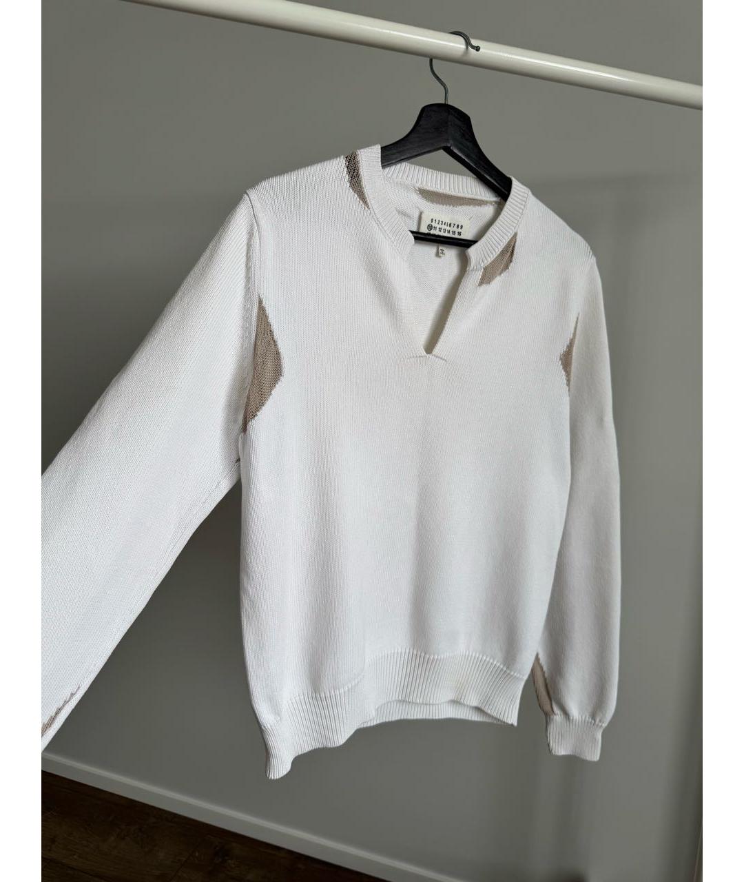 MAISON MARGIELA Белый хлопковый джемпер / свитер, фото 2
