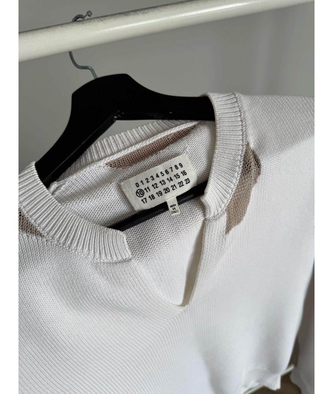 MAISON MARGIELA Белый хлопковый джемпер / свитер, фото 3