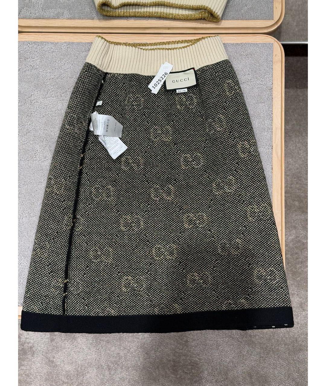 GUCCI Черная шерстяная юбка миди, фото 4