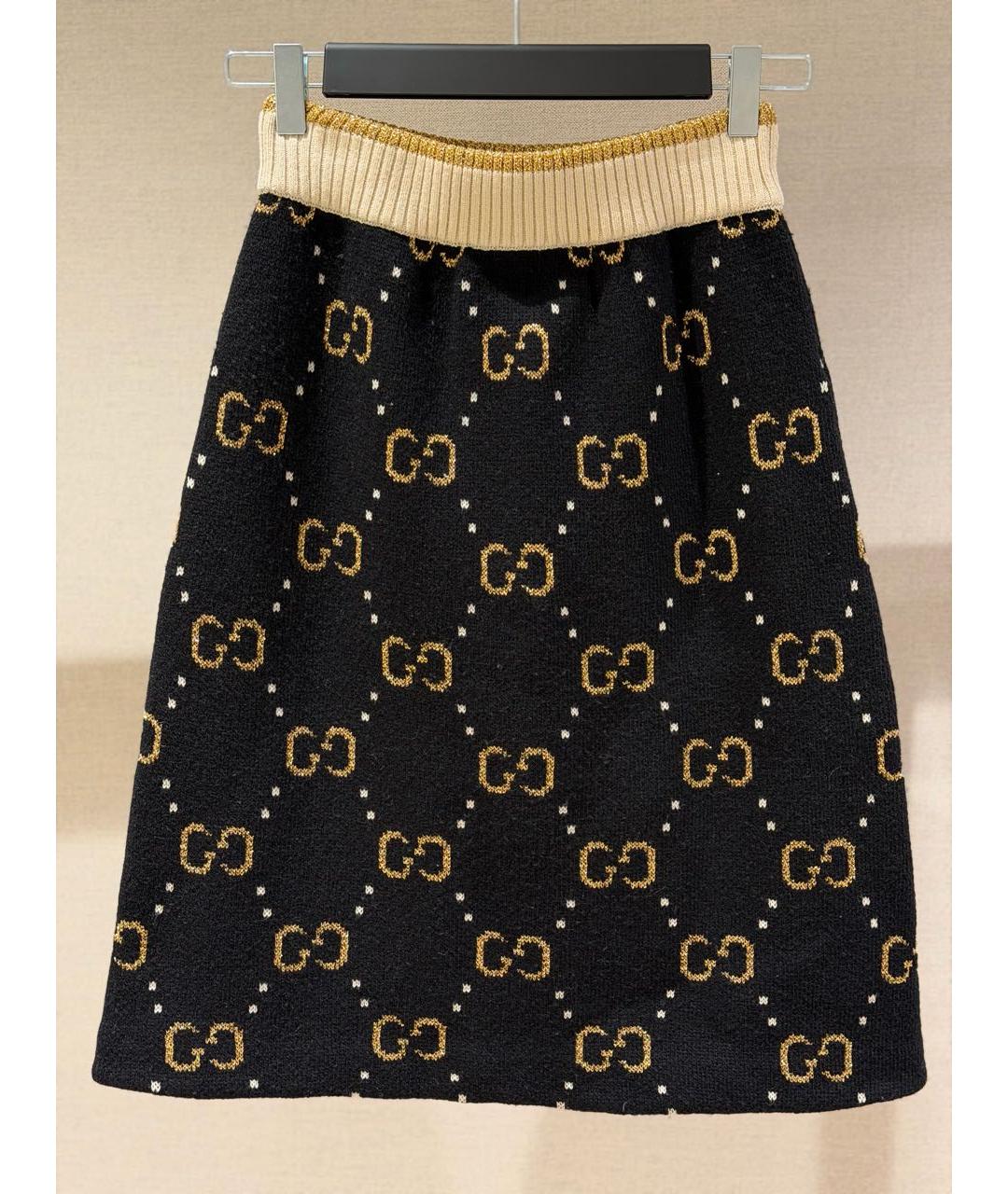 GUCCI Черная шерстяная юбка миди, фото 2