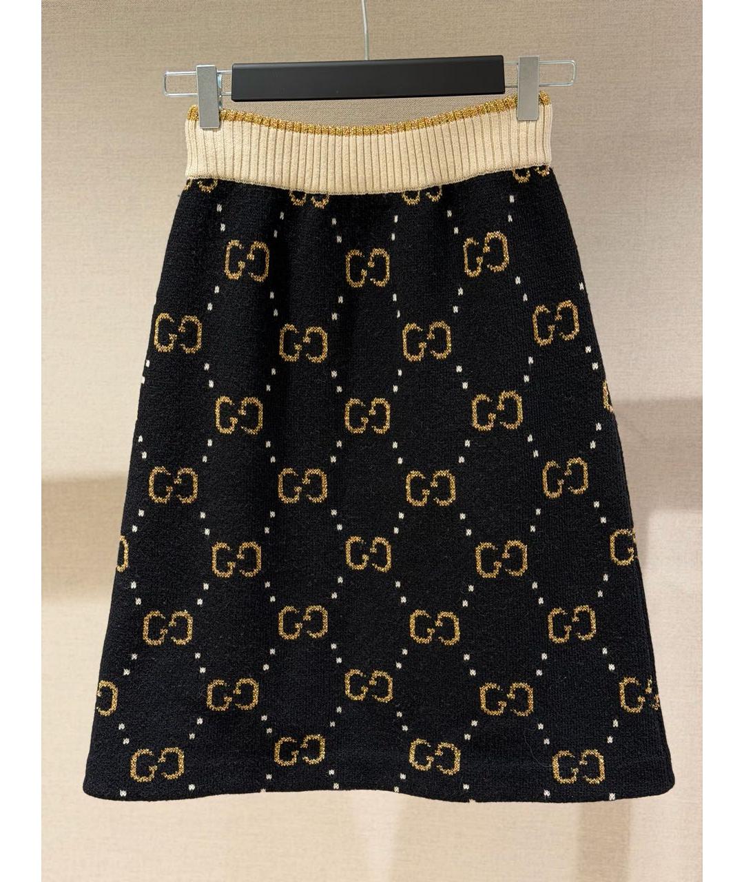 GUCCI Черная шерстяная юбка миди, фото 6