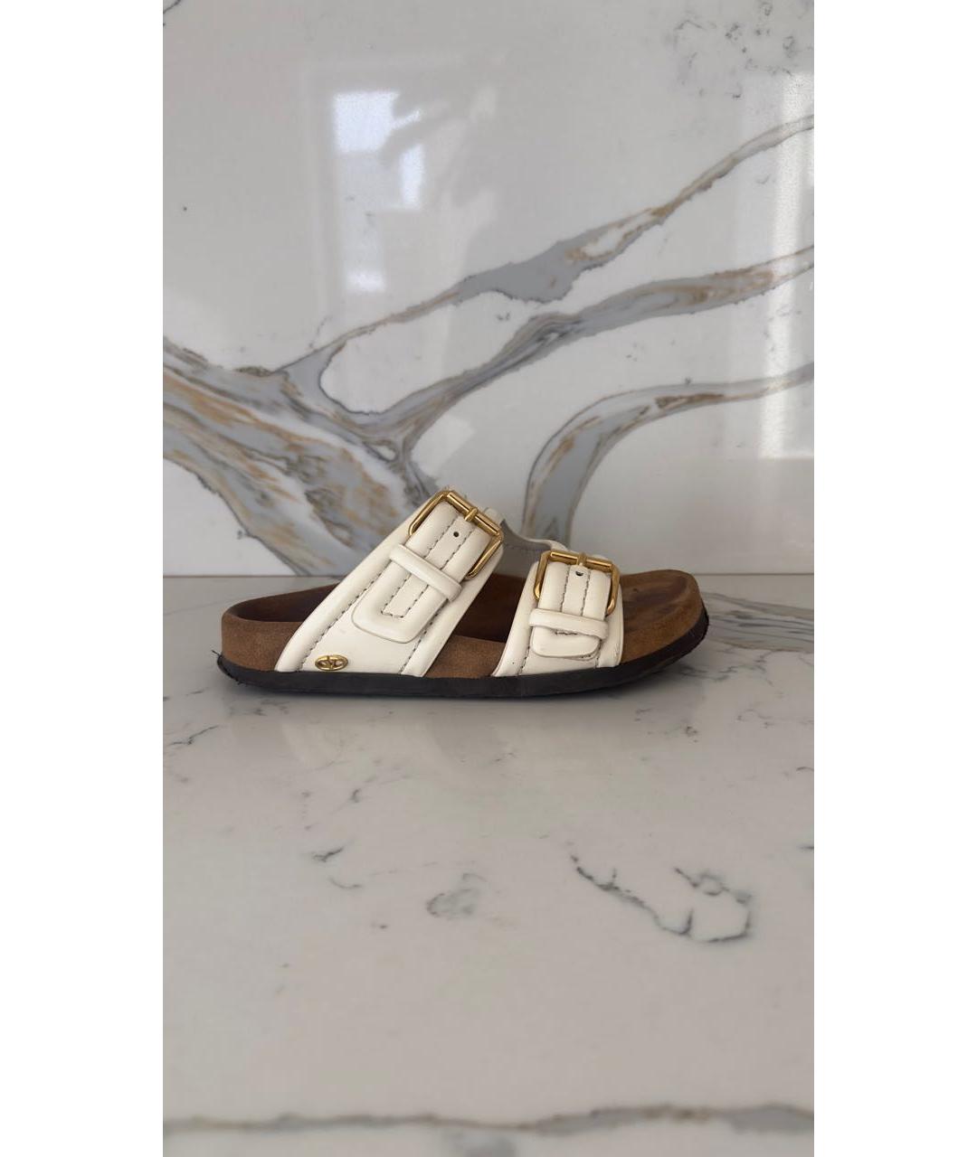 VALENTINO Белые кожаные шлепанцы, фото 7