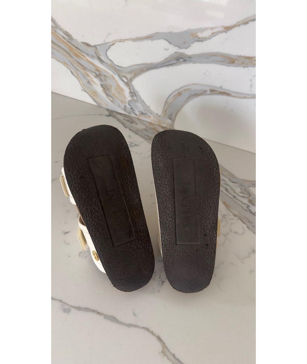 VALENTINO Белые кожаные шлепанцы, фото 6