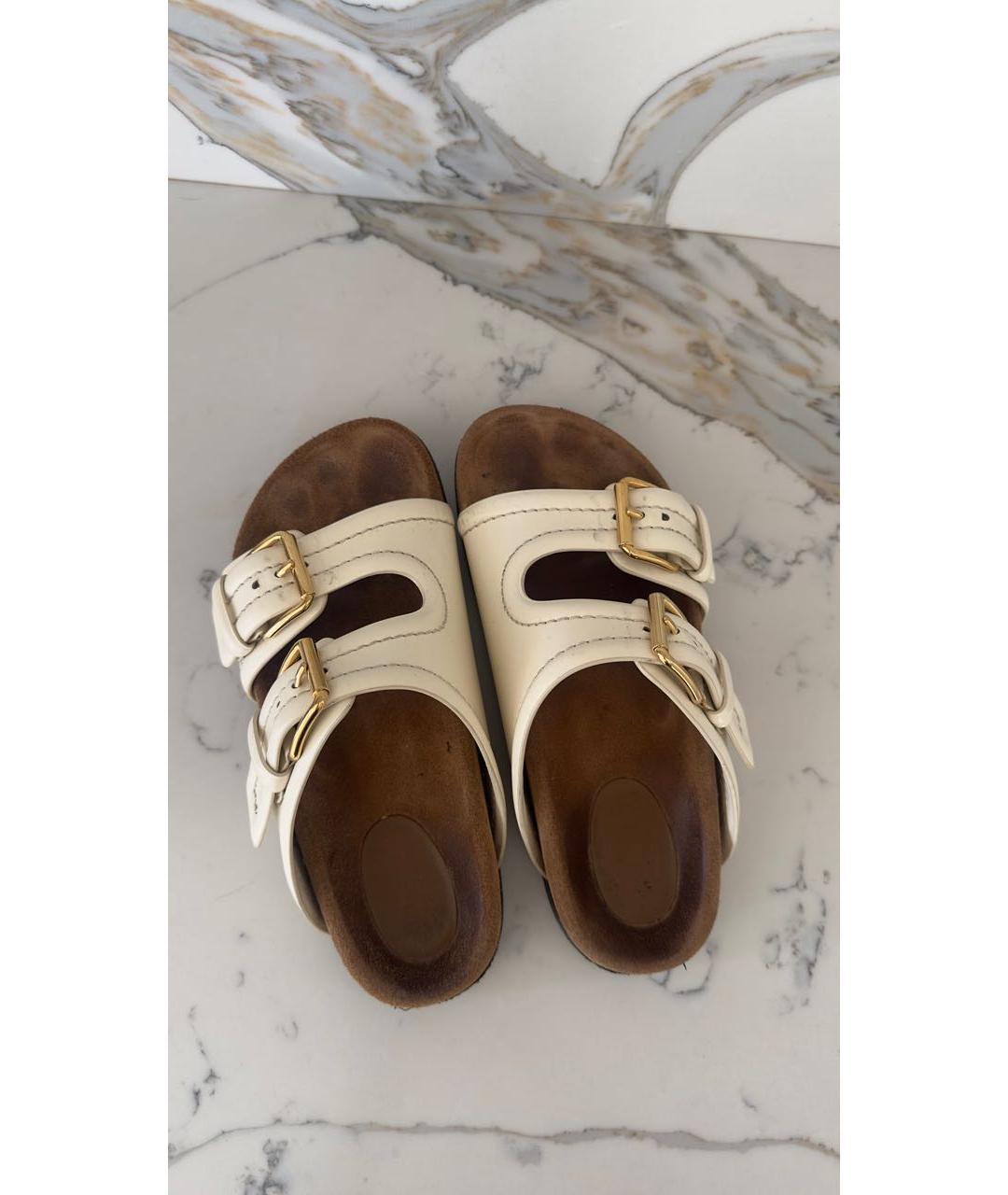 VALENTINO Белые кожаные шлепанцы, фото 3