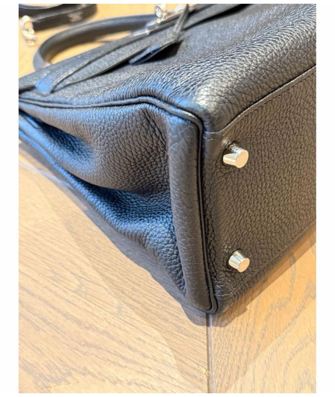 HERMES Черная кожаная сумка с короткими ручками, фото 7