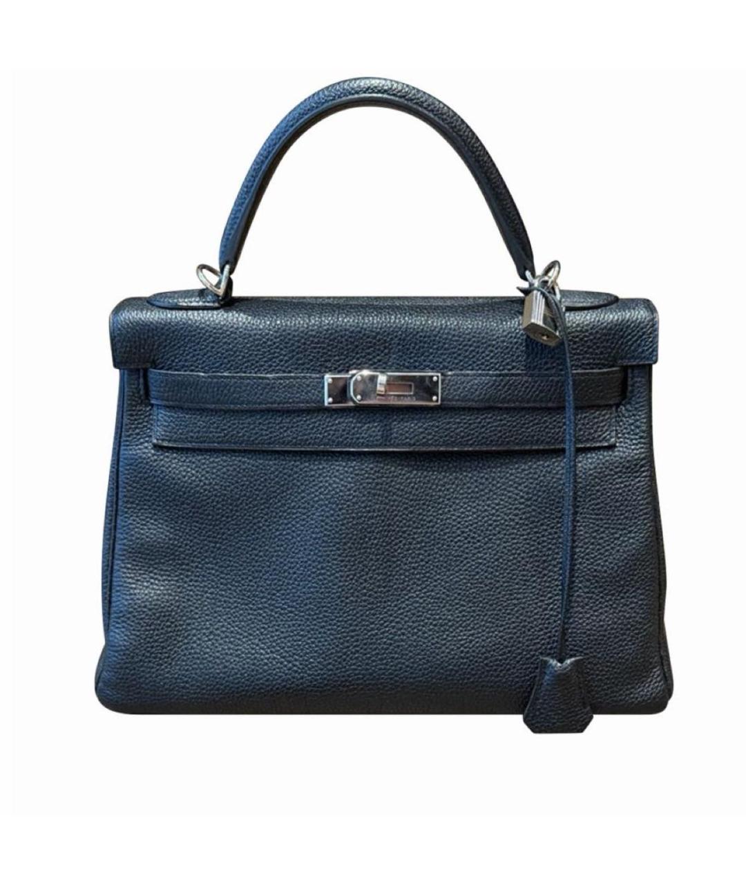 HERMES Черная кожаная сумка с короткими ручками, фото 9