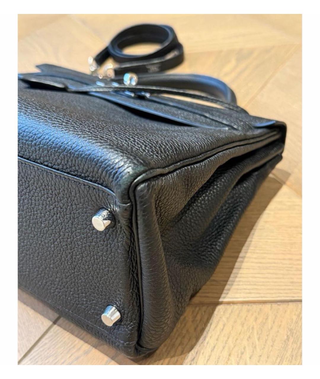 HERMES Черная кожаная сумка с короткими ручками, фото 8