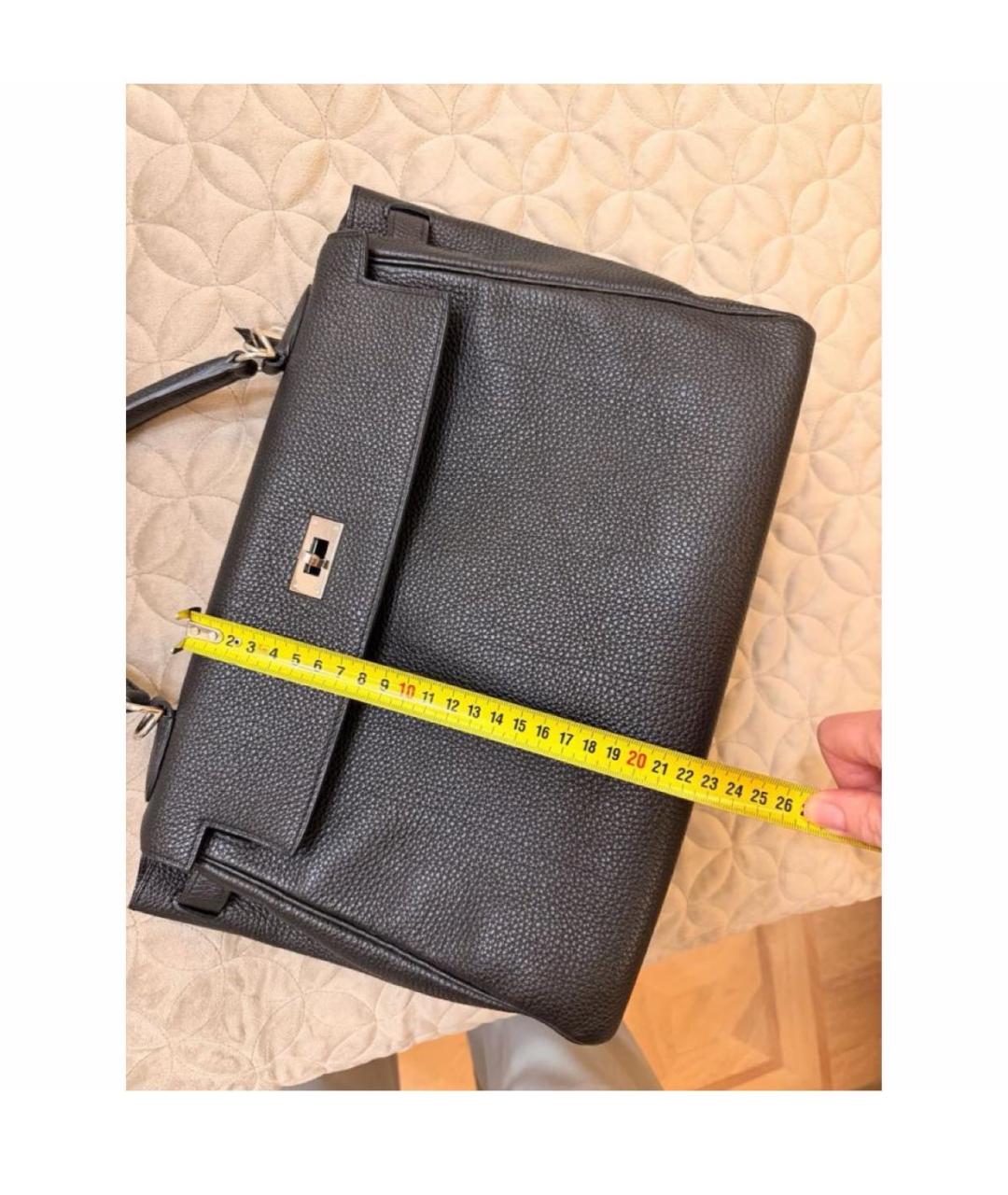 HERMES Черная кожаная сумка с короткими ручками, фото 5