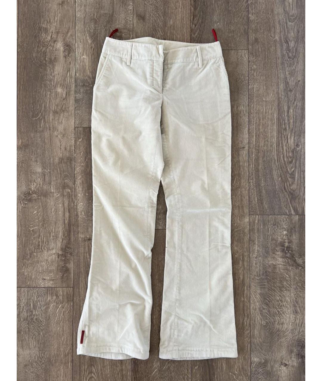 PRADA Бежевые хлопковые прямые брюки, фото 6